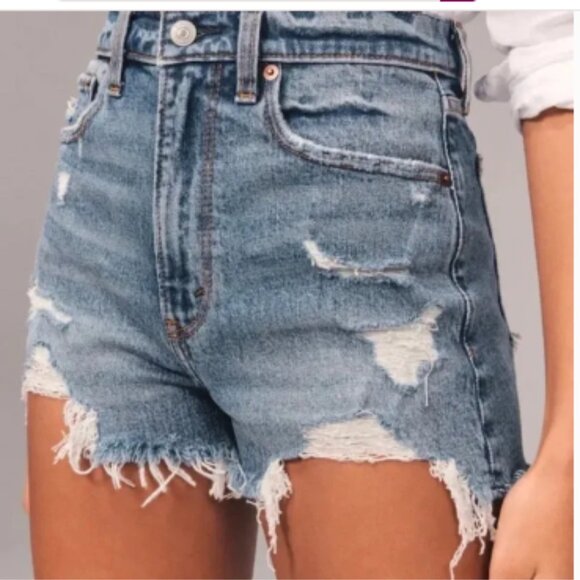 Abercrombie & Fitch Curve Love High Rise 4 Inch Shorts Size 29 8 Distressed EUC